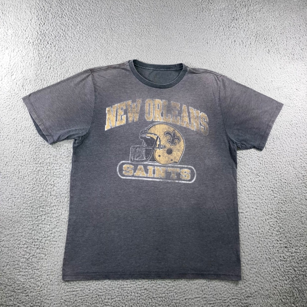 NFL New Orleans Saints T-Shirt Mens XL Faded Gray Distressed Graphic Vtg Style